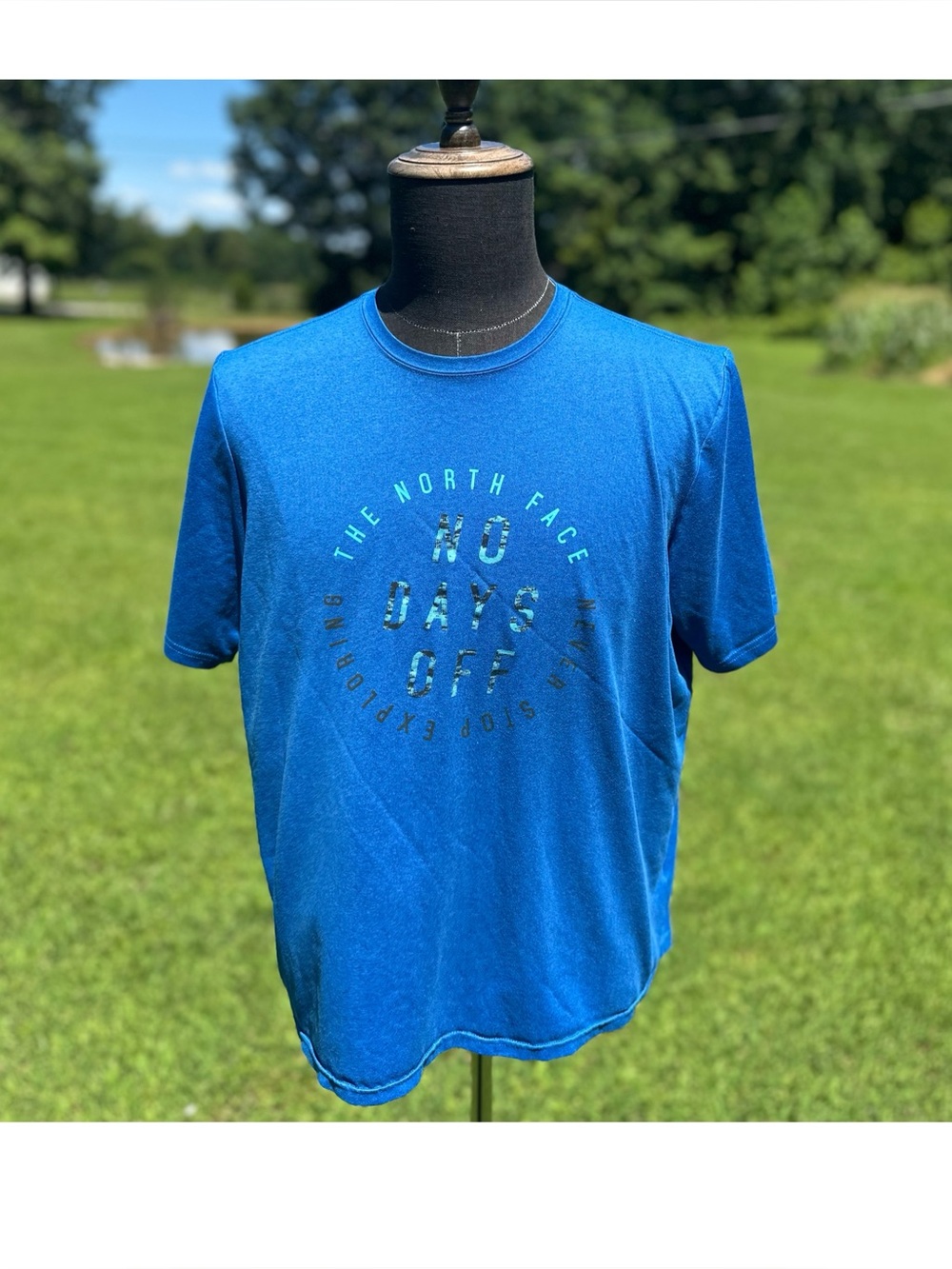 The North Face Blue Flashdry Gorpcore Tshirt - No Days Off - Size Large
